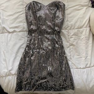 Silver sequin mini dress